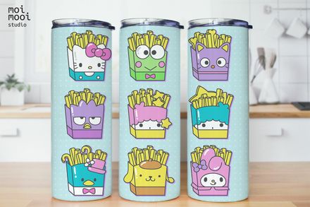 Sanrio Kawaii Pink Hello Kitty Friends Fast Food Fries Kids 20oz Tumbler Design