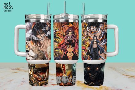 Anime Attacks on Titan Giants AOT 40oz Tumbler Wrap Design