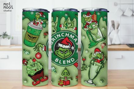 Christmas Grinch 3D Puff 20oz Tumbler Design