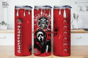 Halloween Horror Movie 3D Puffy Ghostface Scream Coffee 20oz Tumbler Design