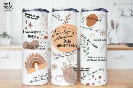EA Education Assistant School Teacher Daily Affirmations Coffee 20oz Tumbler Design