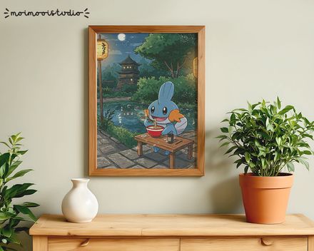 Pokemon Mudkip Ramen Print 8x10