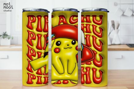 3D Puff Anime Monster Pokemon Pikachu 20oz Tumbler Design