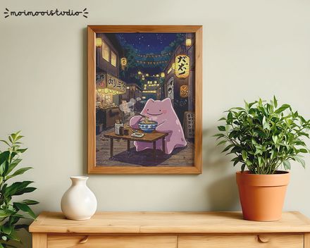 Pokemon Ditto Ramen Print 8x10