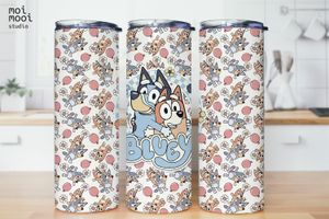 Bluey Cartoon Kids 20oz Tumbler Wrap Design