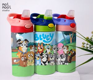 Bluey Dog Cartoon 12oz Kids Sippy Tumbler Wrap Design