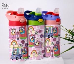 Bluey Cartoon 12oz Kids Sippy Tumbler Wrap Design