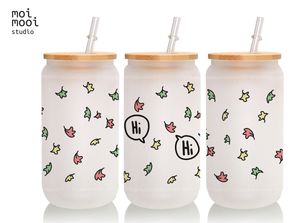 Heart Stoppers Leaves Series 16oz Glass Libbey Tumbler Design