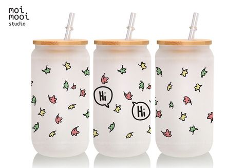 Heart Stoppers Leaves Series 16oz Glass Libbey Tumbler Design