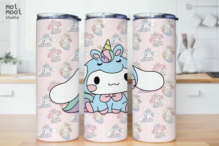 Sanrio Hello Kitty Cinnamonroll Kawaii Puppy Unicorn 20oz Tumbler Design