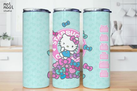 Sanrio Kawaii Hello Kitty Coffee 20oz Tumbler Design