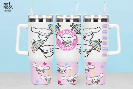 Sanrio Hello Kitty Cinnamonroll Kawaii Puppy Coffee 40oz Tumbler Design