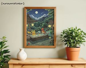 Pokemon Starters Pikachu Charmander Squirtle Bulbasaur in tub Print 8x10