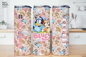 Bluey Coffee Cartoon Kids 20oz Tumbler Wrap Design