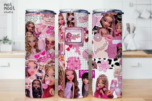 Bratz Doll Girl Toy Cartoon Kids 20oz Tumbler Wrap Design