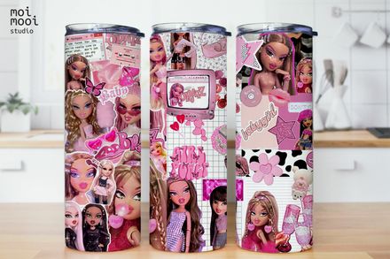 Bratz Doll Girl Toy Cartoon Kids 20oz Tumbler Wrap Design