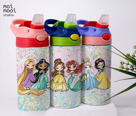 Disney Princess Cartoon 12oz Kids Sippy Tumbler Design