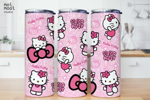 Sanrio Kawaii Pink Hello Kitty 20oz Tumbler Design