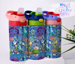 Disney Pixar Monster Inc Cartoon 12oz Kids Sippy Tumbler Wrap Design