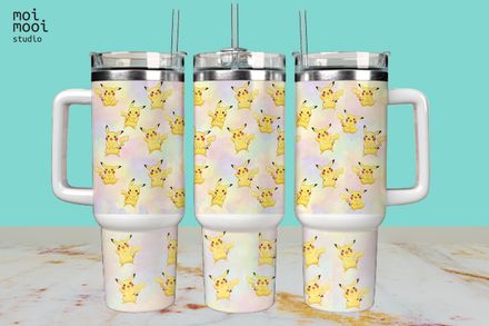 Pokemon Pikachu Anime Cartoon 40oz Tumbler Wrap Design
