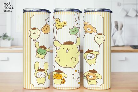 Sanrio Hello Kitty Dog Pompompurin 20oz Tumbler Design