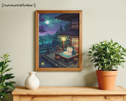 Pokemon Snorlax in Tub Print 8x10