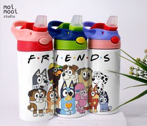 Bluey Dog Cartoon 12oz Kids Sippy Tumbler Wrap Design
