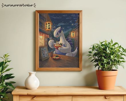 Pokemon Lugia Night Ramen Print 8x10