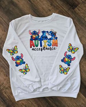 Stitch Autism Awareness Crewneck Shirts