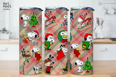 Peanuts Snoopy Christmas White Dog 20oz Tumbler Design