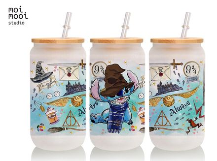 Disney Stitch Harry Potter Magic Cartoon Kids 15oz Mug 16oz Glass Tumbler Design