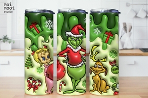 Christmas Grinch Puff 3D Puff 20oz Tumbler Design