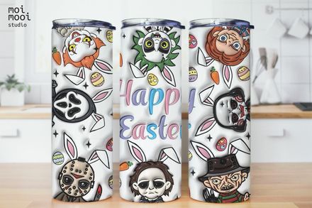 EASTER Horror Halloween Egg Hunt Spring Puffy 20oz Tumbler Design