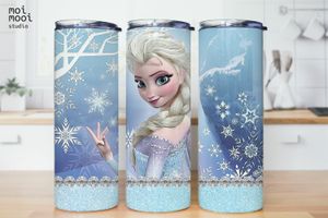 Disney Princess Elsa Frozen Winter Girl Cartoon 20oz Kids Tumbler Design