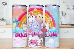 Squishmallows Doll Girl Toy Cartoon Kids 20oz Tumbler Wrap Design