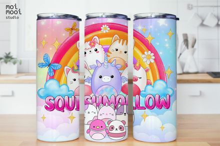 Squishmallows Doll Girl Toy Cartoon Kids 20oz Tumbler Wrap Design