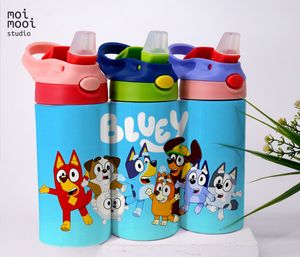 Bluey Dog Cartoon 12oz Kids Sippy Tumbler Wrap Design