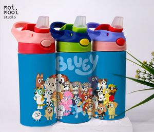 Bluey Dog Cartoon 12oz Kids Sippy Tumbler Wrap Design