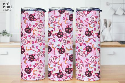 Sailor Moon Kitty Cat Anime 20oz Tumbler Design