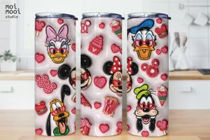 Disney Minnie Valentine Pink 3D Puff 20oz Kids Tumbler Design