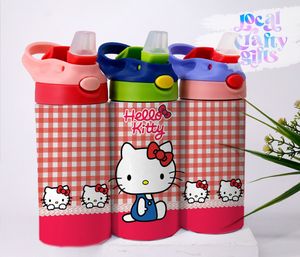 Sanrio Kawaii Pink Hello Kitty Ribbon 12oz Kids Sippy Tumbler Design