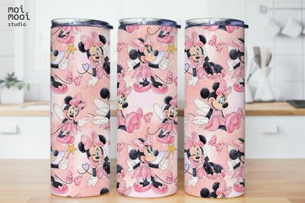 Disney Minnie Watercolor Pattern Cartoon 20oz Kids Tumbler Design