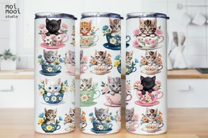 Cute Kitty Teacup Cat 20oz Tumbler Design