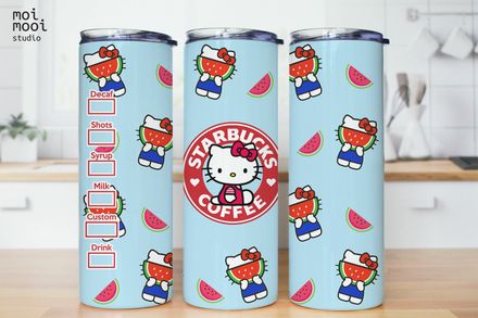 Sanrio Hello Kitty Watermelon Coffee 20oz Tumbler Design