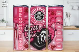 Halloween Horror Movie 3D Puffy Ghostface Scream Coffee 20oz Tumbler Design