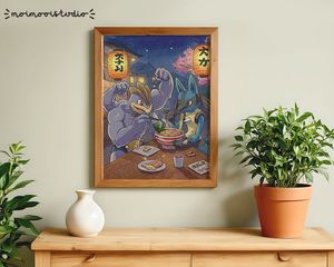 Pokemon Machamp Lucario Ramen Print 8x10
