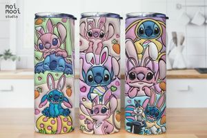 EASTER Stitch Egg Hunt Spring Puffy 20oz Tumbler Design