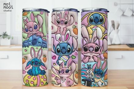 EASTER Stitch Egg Hunt Spring Puffy 20oz Tumbler Design
