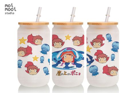 Anime Ghibli Ponyo 16oz Glass Libbey Tumbler Design
