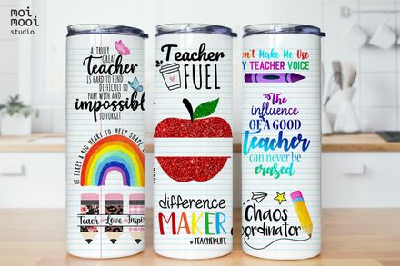 School Teacher Pencil Crayon Rainbow Apple Coffee 20oz Tumbler Design